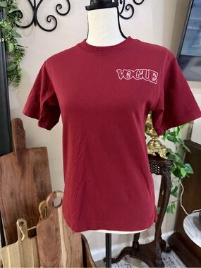 Vogue Maroon Crewneck Tee with White Logo